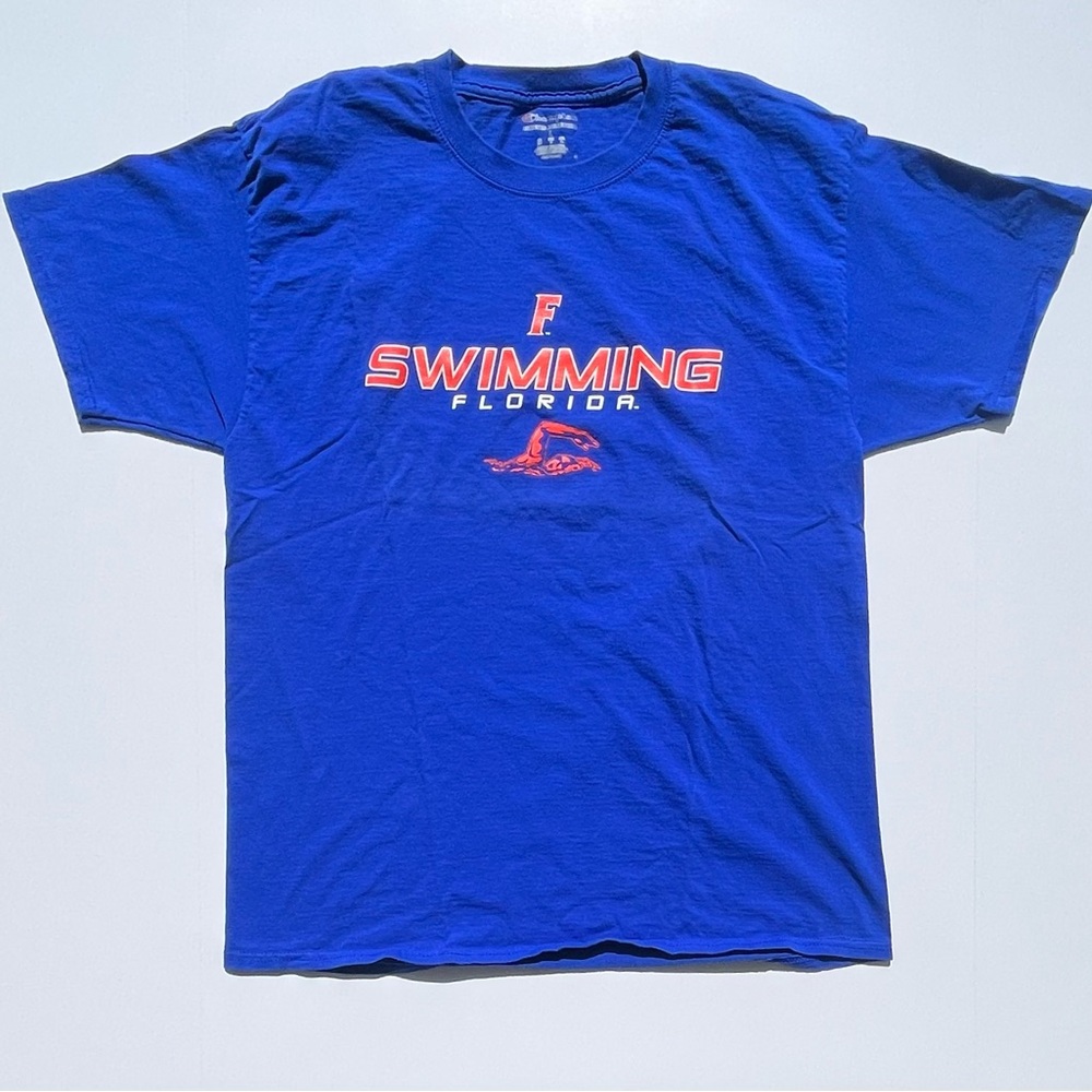 UF Gators Swim Team Men's Large Blue Champion  Short Sleeve Graphic T-Shirt